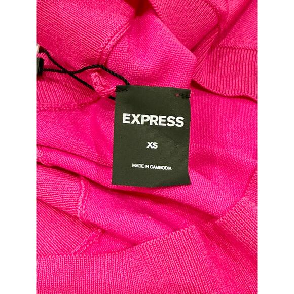 Express Neon Berry Pink Reversible Silky Soft Sweater Size XS NWT - Picture 6 of 9